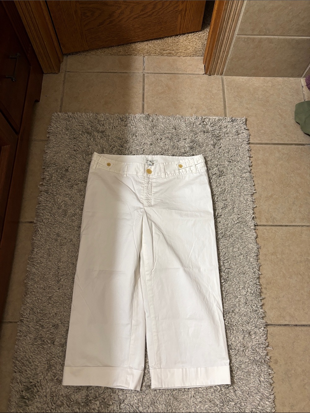 Banana Republic White Ankle Crop Wide-Leg Jeans